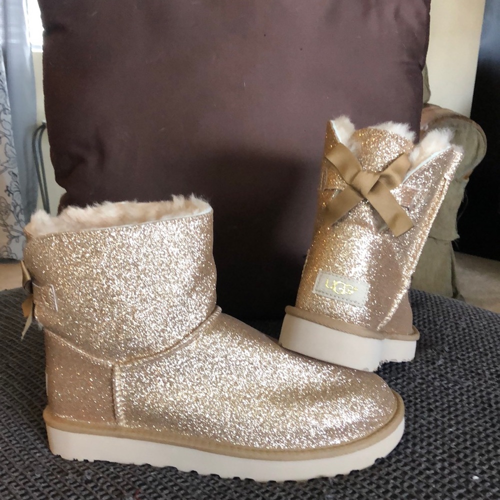 Ugh Mini Bailey Bow, Gold Glitter -new-